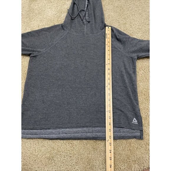 Reebok Hoodie Sweatshirt Thumb Holes Gray Pullover Top SizeM - Picture 6 of 8